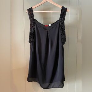 Urban Outfitters Lux 100% Silk Black Top with Sequin Straps